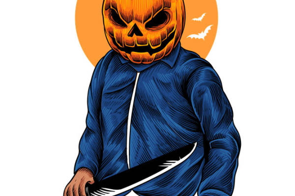 万圣节南瓜头裁片印花:服装印花创意设计