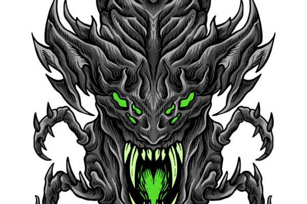 暗黑恶魔头像裁片印花：服装印花的酷炫选择