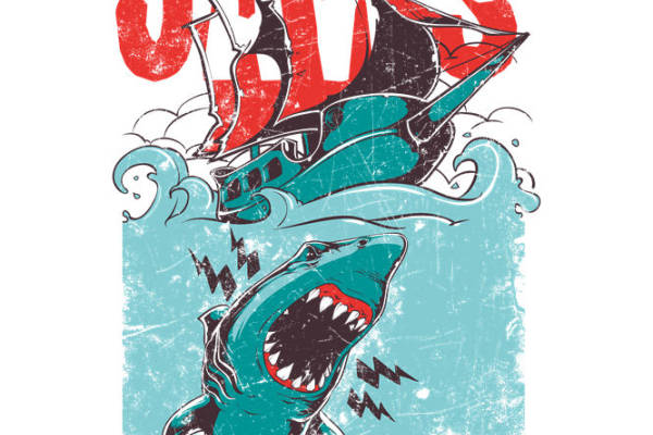 鲨鱼咬船印花图案：服装印花裁片设计灵感