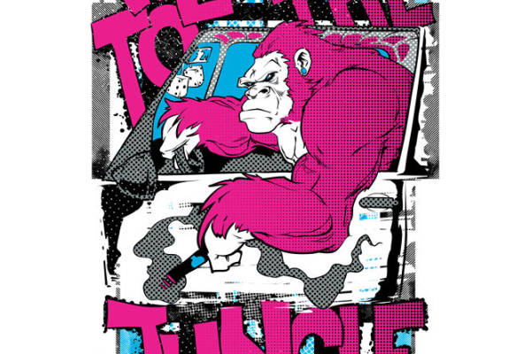 欢迎来到丛林:炫酷粉红猩猩服装印花裁片