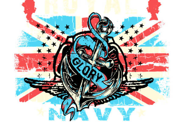 皇家海军翅膀锚纹服装印花设计