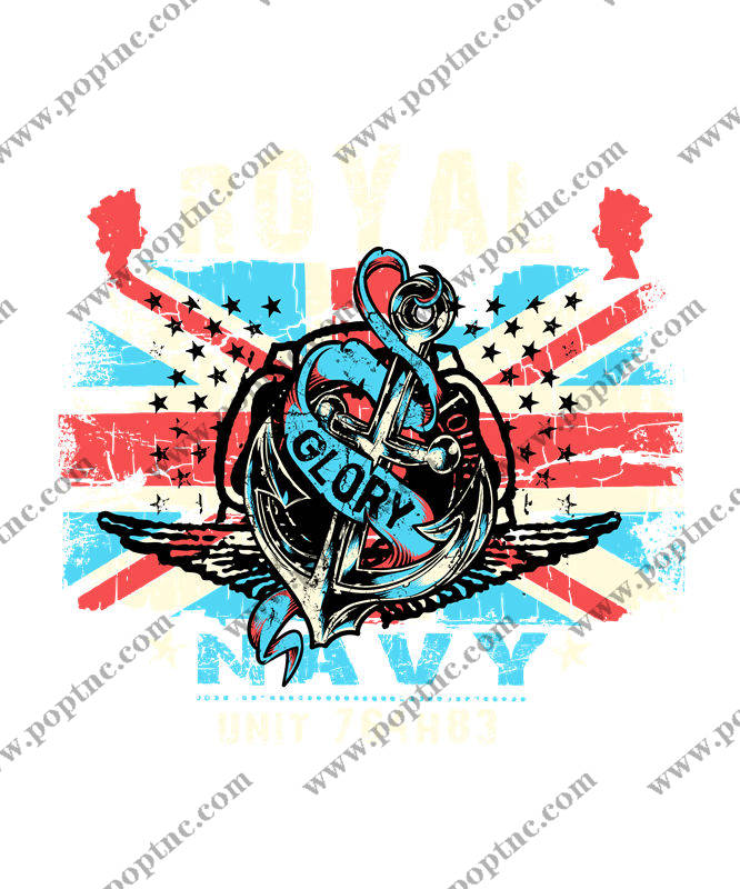 皇家海军翅膀锚纹服装印花设计