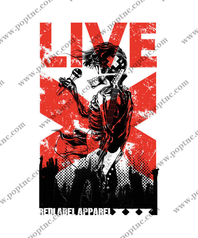 摇滚骷髅吉他手,服装印花裁片设计灵感