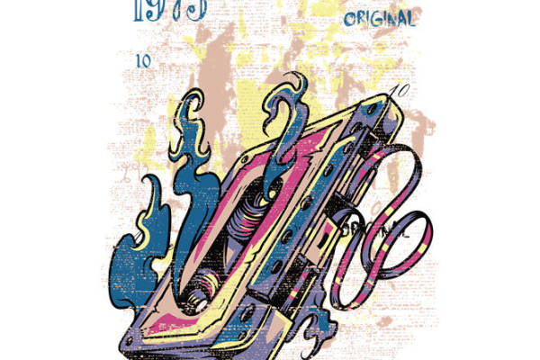 复古1975年风潮服装印花裁片设计