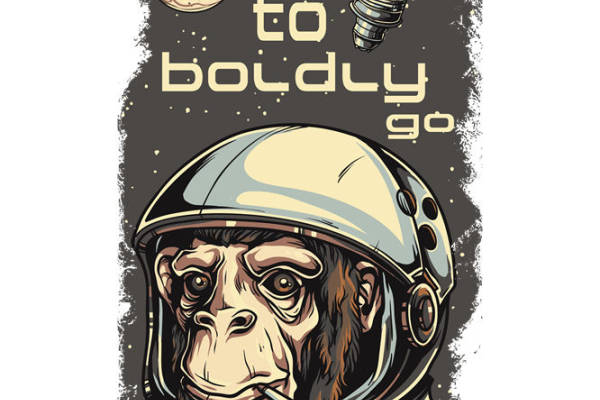 宇航员猴头印花裁片,创意服装印花设计