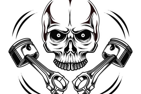 骷髅与活塞：个性与力量的服装印花裁片