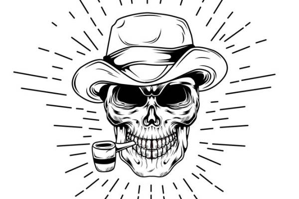 酷炫牛仔风骷髅头印花图案,打造个性服装裁片