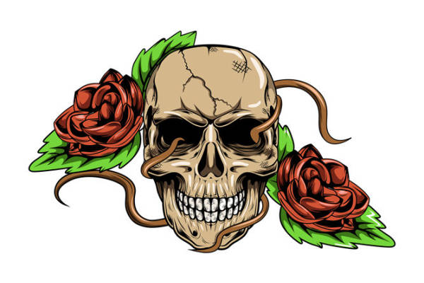 骷髅玫瑰花型裁片印花设计，为你的服装增添神秘与优雅