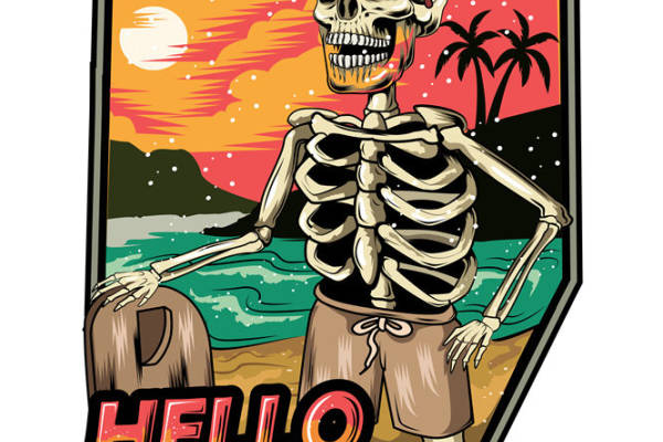 骷髅海滩度假风服装印花裁片
