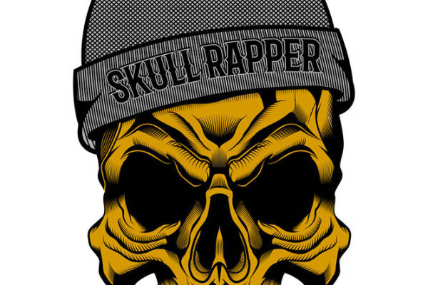 骷髅帽印花图案：时尚个性服装印花裁片