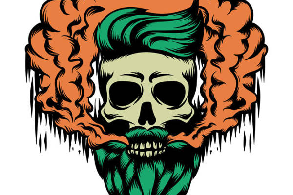 骷髅绿发橙须：时尚创意服装印花素材