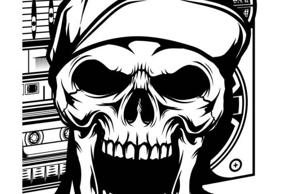 骷髅头图案裁片印花设计，适合街头风格服装印花