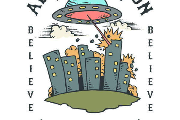 超现实主义外星人入侵服装印花设计