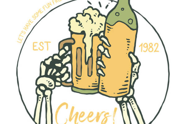 复古骷髅啤酒瓶图案：服装印花裁片新选择