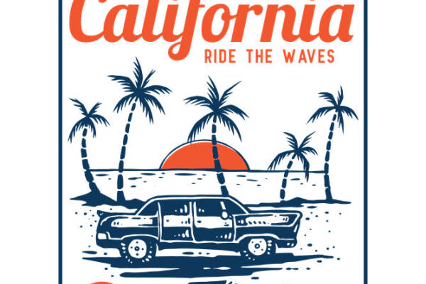 复古加州风情服装印花裁片