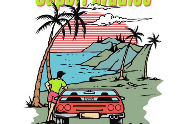 复古夏日海滩风情服装印花裁片