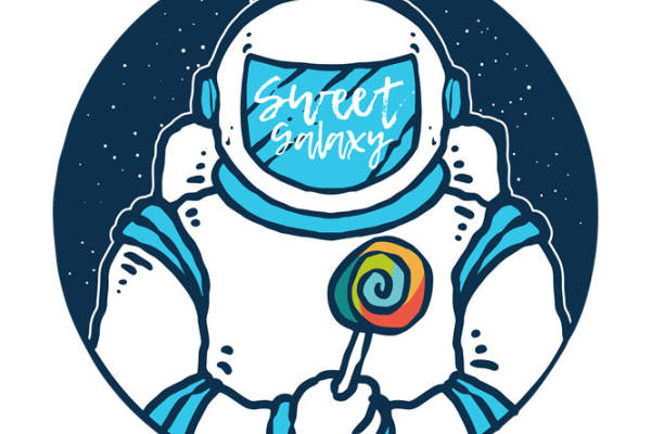 太空宇航员与彩虹棒棒糖:创意服装印花素材