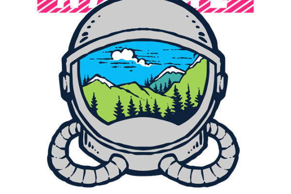 自然风景中的宇航员头盔印花，打造独特服装设计