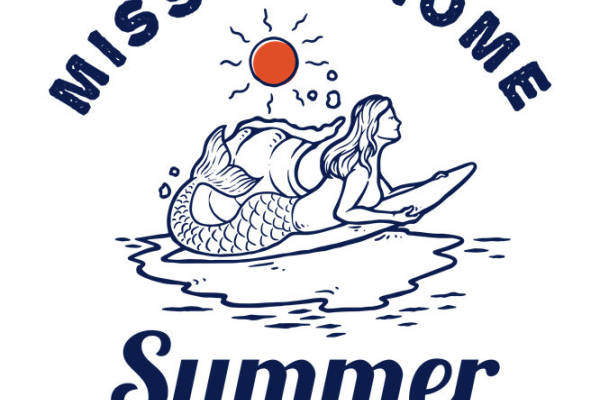 夏日海滩美人鱼图案裁片印花，打造个性服装