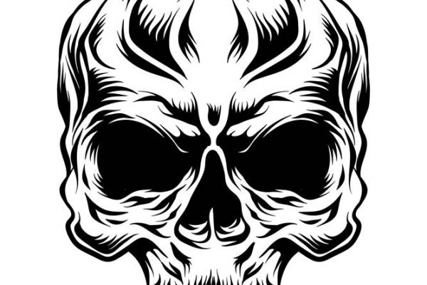 骷髅头纹样裁片印花，时尚前卫的服装印花素材