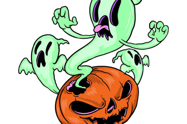 万圣节幽灵南瓜服装印花裁片