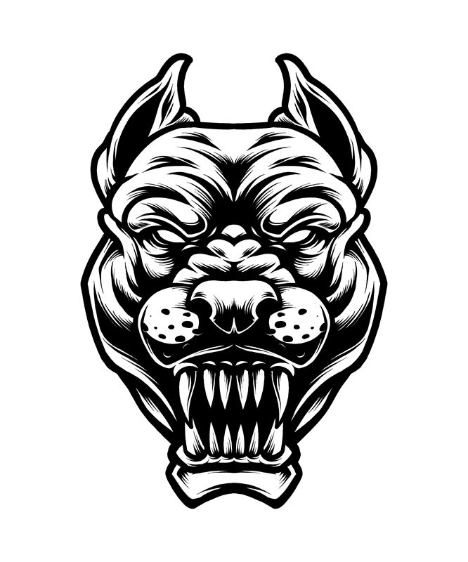 狂野斗牛犬头像裁片印花，服装印花新选择