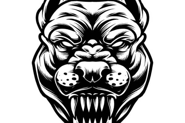 狂野斗牛犬头像裁片印花，服装印花新选择