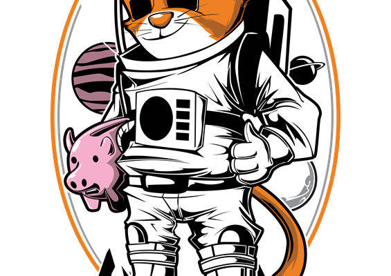 萌趣宇航员猫印花图案，打造个性服装