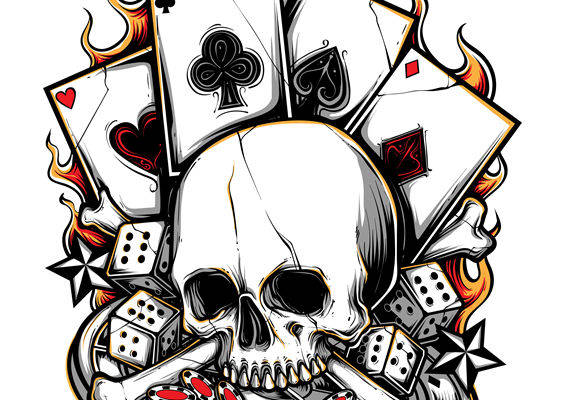 骷髅扑克牌纹样裁片印花,打造个性服装