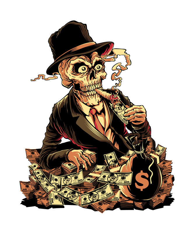 骷髅吸金：独特创意服装印花裁片