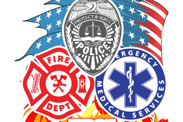 消防、警察、医疗徽章图案，创意服装印花裁片