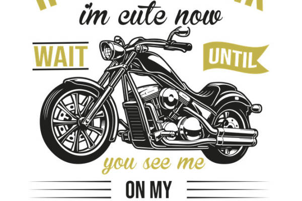 复古摩托车图案服装印花裁片