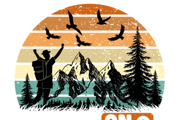 自然山景服装印花裁片，户外探险风格