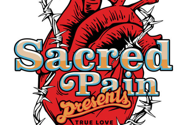 红色心脏刺铁丝花型服装印花裁片