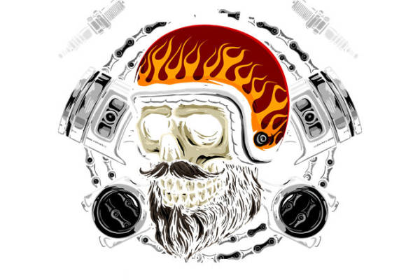 摇滚风火龙纹服装印花裁片