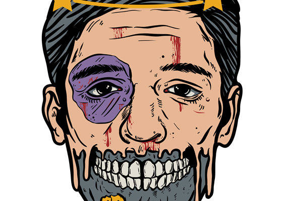 裁片印花：骷髅头与光环的酷炫服装印花