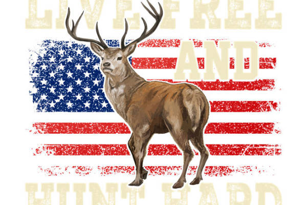 复古美国国旗鹿头图案服装印花裁片