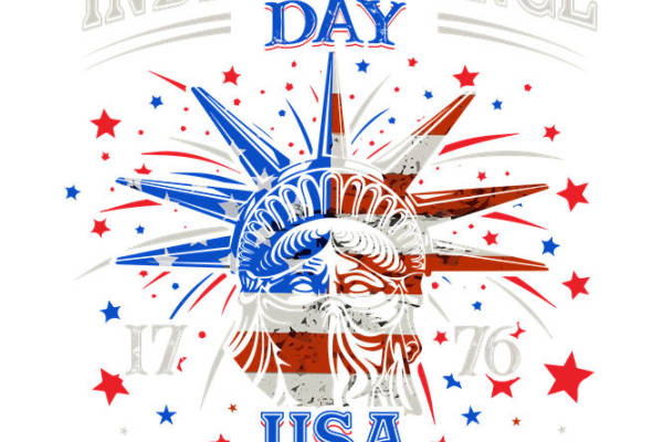 庆祝独立日的自由女神像印花图案，适合服装裁片印花