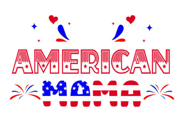 爱国情怀：美国妈妈印花图案，适合服装裁片设计