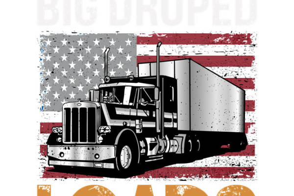 复古卡车与美国国旗图案的服装印花裁片