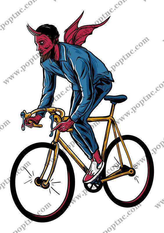 恶魔骑车图案:独特服装印花素材