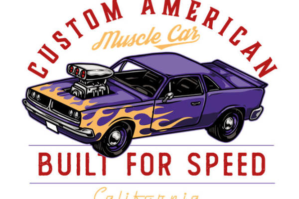 复古美国肌肉车图案裁片印花，打造个性服装