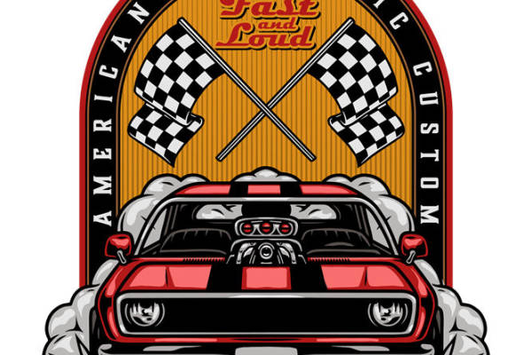 复古汽车图案裁片印花，打造个性服装