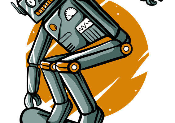 复古机器人滑板图案：服装印花裁片灵感