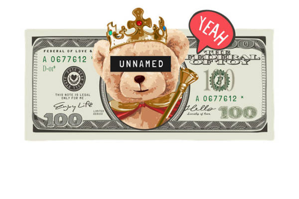 可爱熊王100元钞票印花图案：服装印花裁片新选择