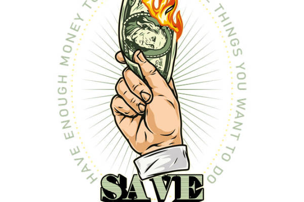 服装印花图案：燃烧的钞票设计，创意裁片印花