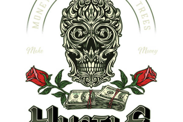 复古骷髅玫瑰花型服装印花裁片