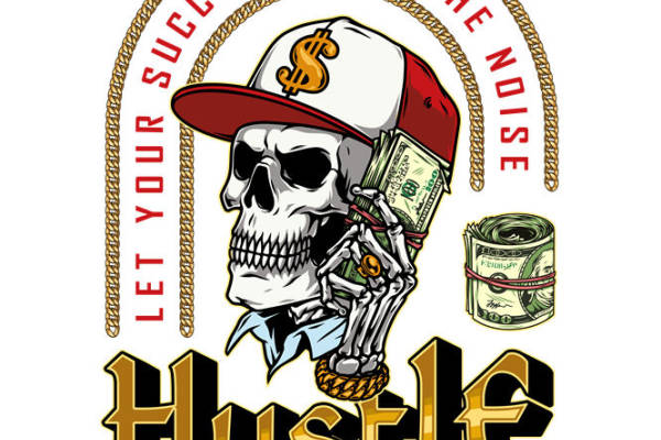 骷髅头戴棒球帽，打造个性服装印花裁片