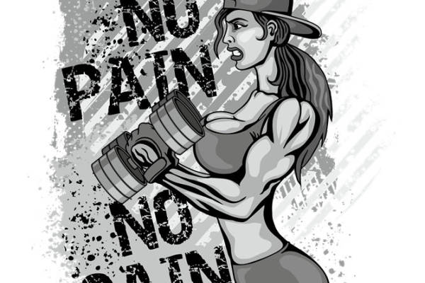 酷炫健身女孩纹身图案：服装印花裁片设计灵感