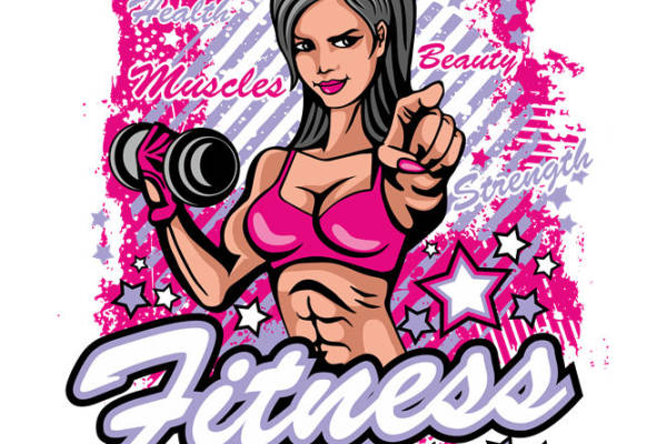 时尚健身美女图案，打造个性服装印花